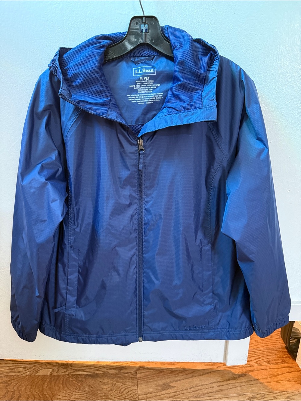 L.L. Bean Blue Hooded Rain Jacket